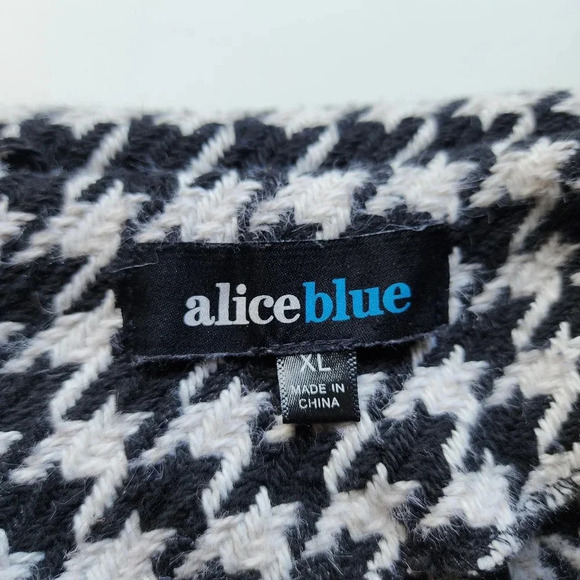 AliceBlue Houndstooth Black Ivory Woven Double-Breasted Blazer Jacket Unlined XL - Picture 9 of 15